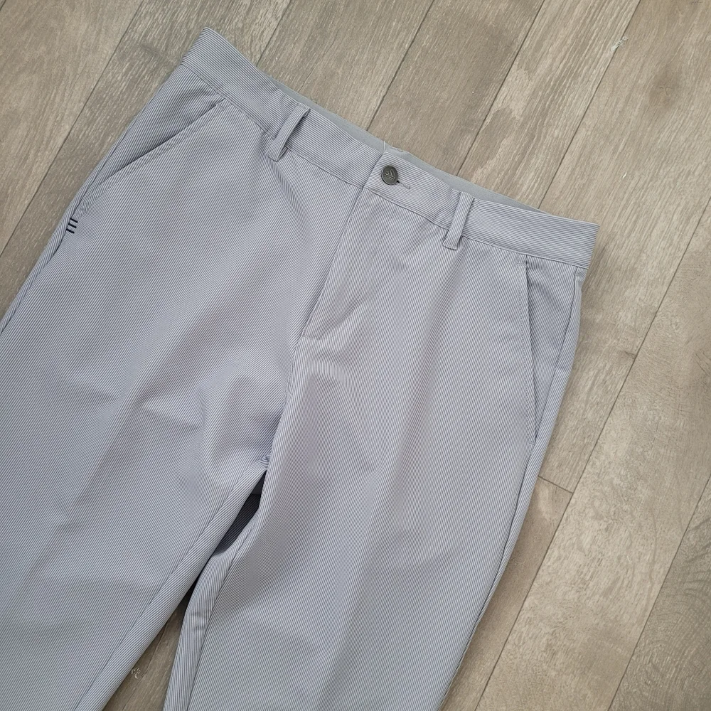 Adidas Mens Golf Pants Thin Pinstripe Size 32 X 30 Gray White